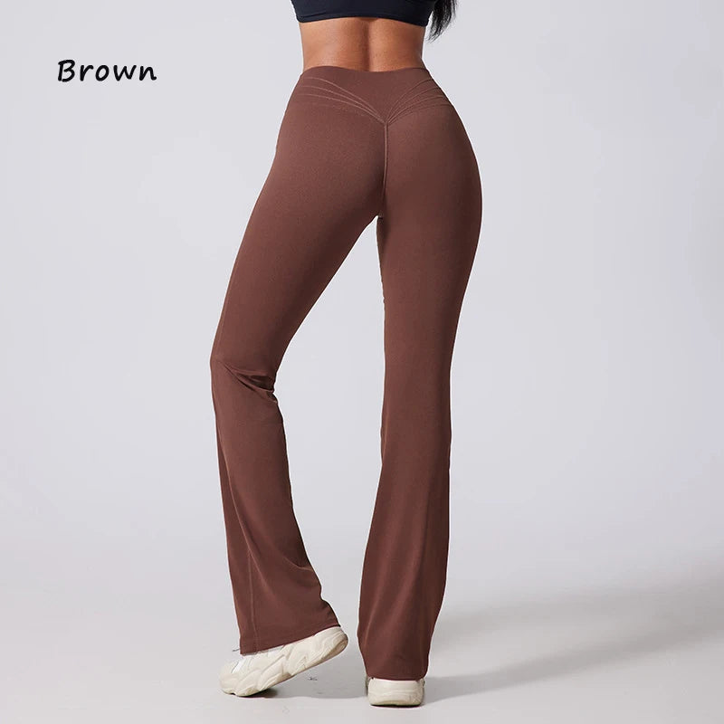 Women's Hip lifting flared pants high waisted yoga fitness pants sports micro flared yoga pants wide leg pants The Clothing Company Sydney
