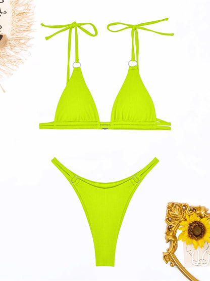 Ribbed High Leg Cut Bikini Swimwear Swimsuit Two-piece Bikini set Bather Bathing Suit The Clothing Company Sydney