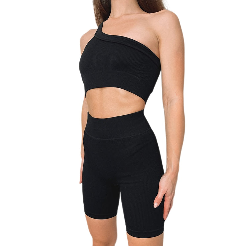 Two Piece Yoga Set Shorts Pant Fitness Seamless Tracksuit Wear Long Sleeve Sports Bra Suits Training Womens Outfits Gym Clothes The Clothing Company Sydney