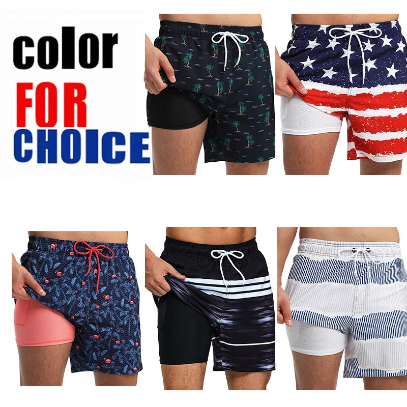 Polyester Swimming Shorts Men Gym Board Quickly Dry Elastic Waist Beach Pants Board Shorts - The Clothing Company Sydney