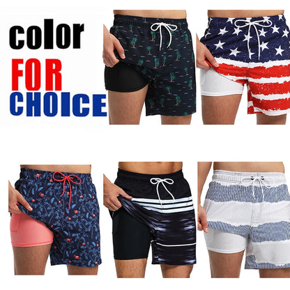Polyester Swimming Shorts Men Gym Board Quickly Dry Elastic Waist Beach Pants Board Shorts - The Clothing Company Sydney