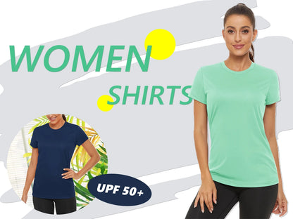 Summer Casual T-shirts UPF 50+ Quick Dry Womens Skin Sun Protection T-shirt Outdoor Running Swim Athletic T shirts Tops - The Clothing Company Sydney