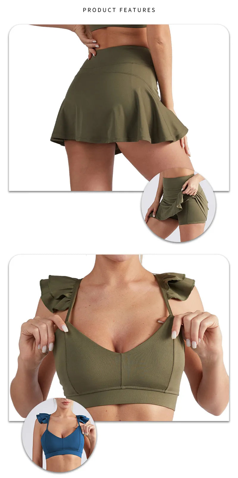 Two Piece Set Women's Yoga Gym Running Badminton Skirt Suit Crop Top Sports Bra Stacked Shorts Tennis Skirt Workout Clothing The Clothing Company Sydney