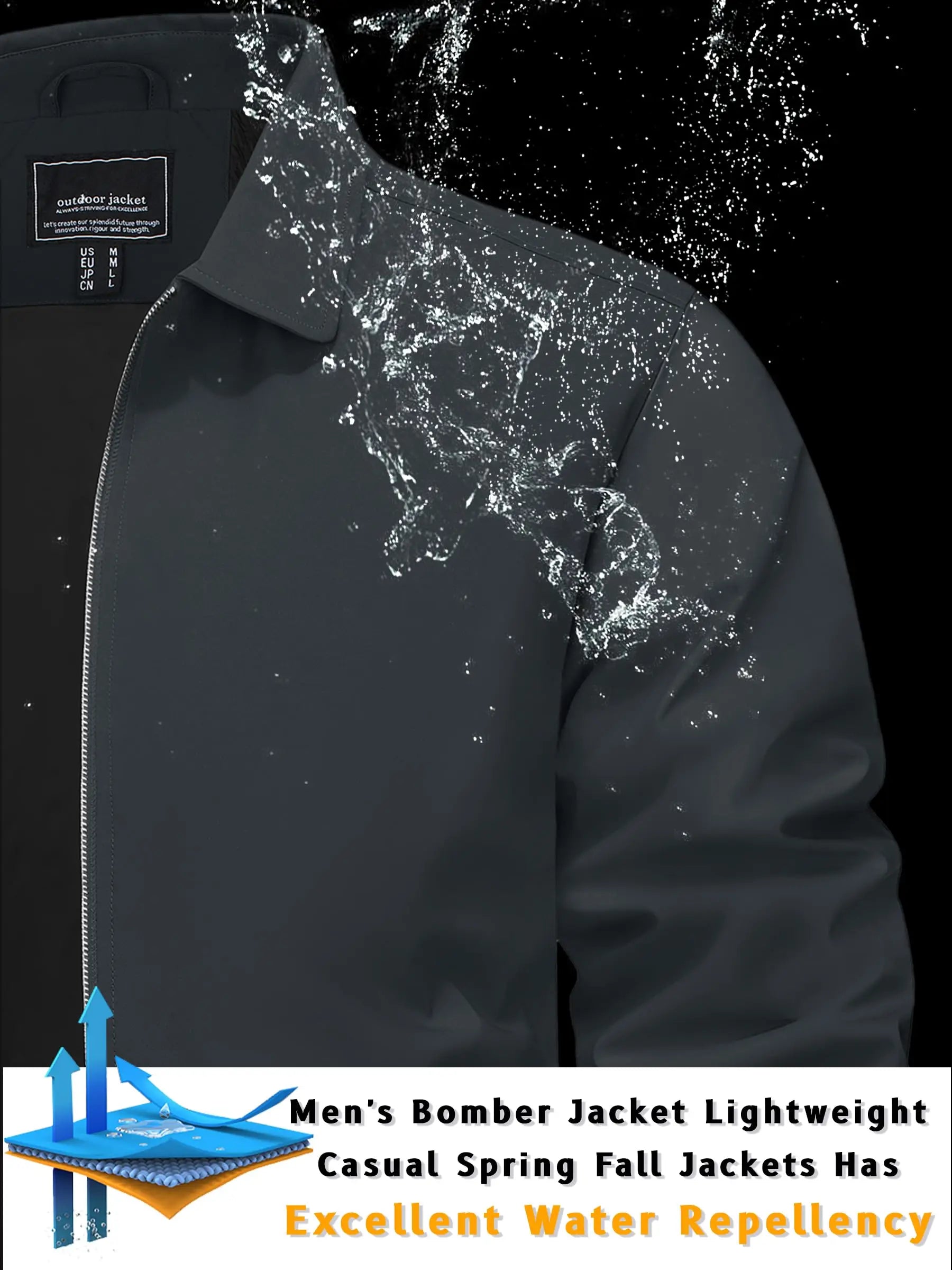 Lightweight Work Jackets Mens Fashion Tunic Style Zipper Pockets Bomber Jackets Full Zip Spring Fall Outerwear The Clothing Company Sydney