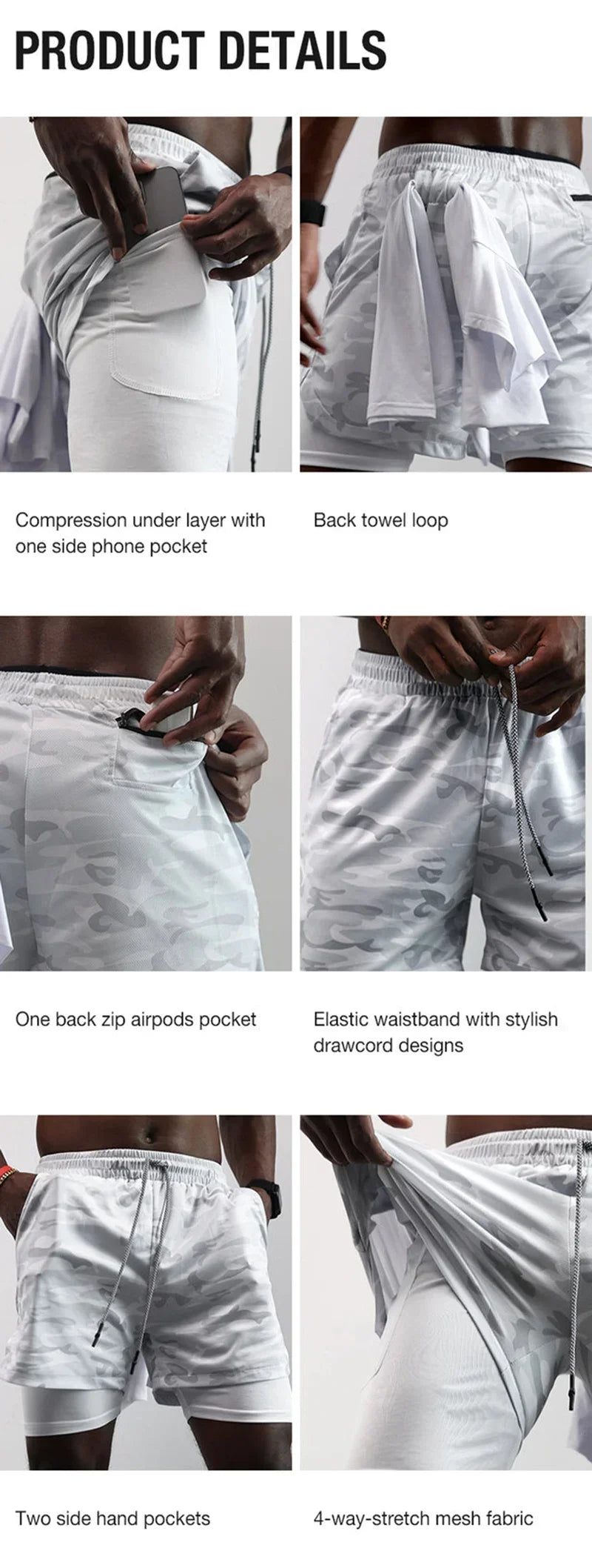 Men’s Multi-Pocket Workout Shorts – Lined Fitness, Running & Beachwear Shorts The Clothing Company Sydney