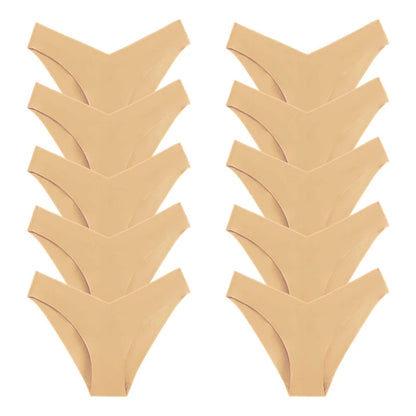 10 Pack Women's Seamless Panties V-Type Drop Waist Female Underwear Ice Silk Underpants Briefs The Clothing Company Sydney