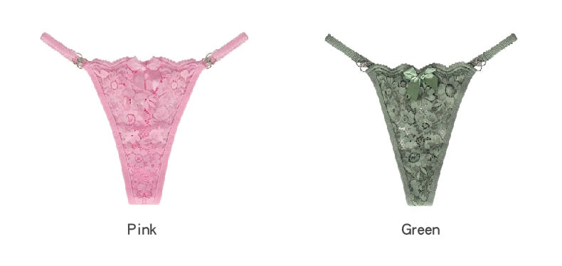 3 Piece Set Women's Lace Panties Perspective Underwear Low Waist Thin Strap Rhinestone Thong G-string Breathable Soft Lingerie The Clothing Company Sydney
