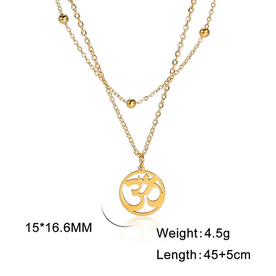 Hindu Yoga Om Aum Necklace For Men Women Amulet Stainless Steel Jewellery Shiva Accessories - The Clothing Company Sydney