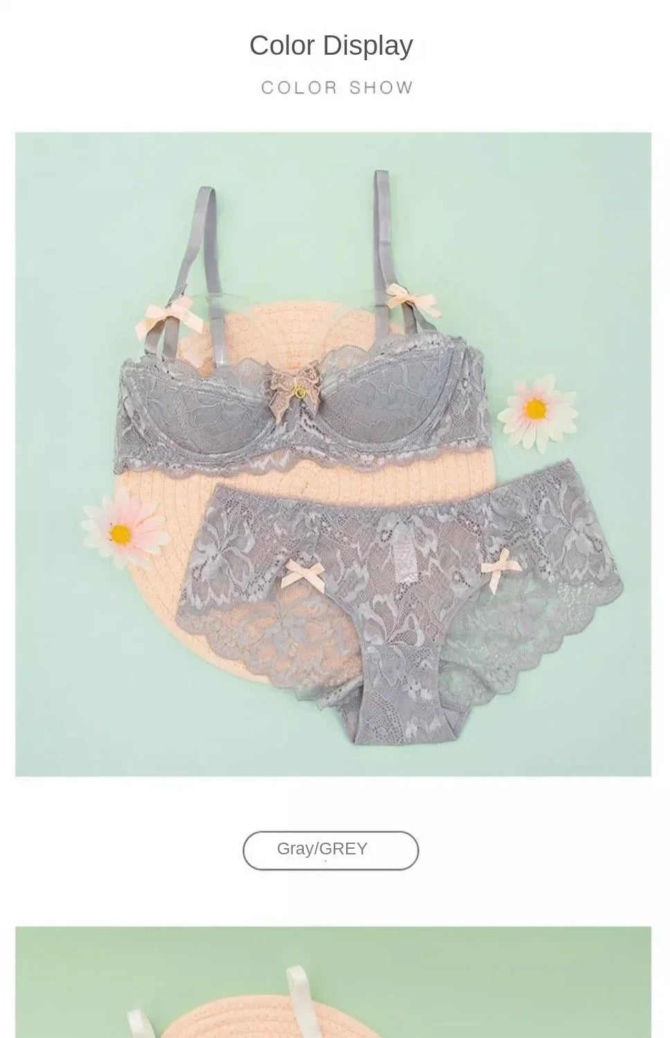 2 Piece Pull-up Bra with Bow Breathable Lace Bra Anti-slip Cup Date Night Set The Clothing Company Sydney