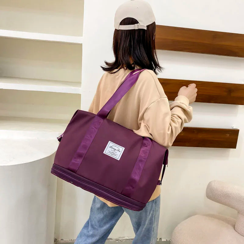 Travel Bag Women Shoulder Bag Casual Handbag Double Zipper Expansion Bag Large Bag Fashion Luggage Bag - The Clothing Company Sydney