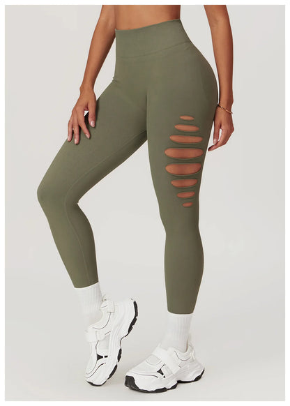 Seamless High-Waist Yoga Leggings – Hollow-Out Push-Up Workout Tights for Women - The Clothing Company Sydney