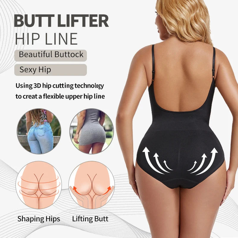 Womens Backless Bodysuits Seamless Shapewear Body Shaper Camisole Tops Corset Shapewear