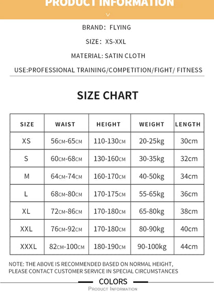 Muay Thai Boxing Shorts for Men's Women's Kids Teenagers Kickboxing Fighting MMA Trunks Grappling Sports Shorts - The Clothing Company Sydney