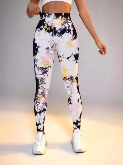 3D Print Tie Dye Sports Women Seamless High Waist Fitness Push Up Leggings Gym Clothing Workout Tights Pants - The Clothing Company Sydney