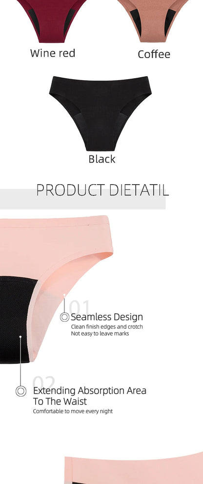 3 Pack Seamless Cotton Menstrual Panties 4-Layer Leakproof Fast Absorption Period Panties Mid-Rise Incontinence Underwear The Clothing Company Sydney