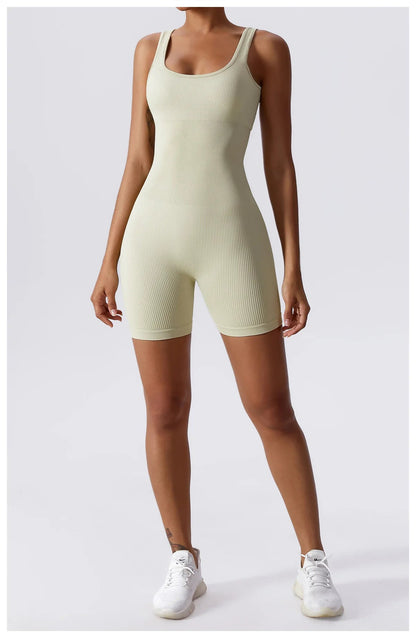 Women's Yoga Rompers One Piece Seamless Ribbed Jumpsuit Padded Sports Bra Romper Fashion Fitness Sportwear The Clothing Company Sydney