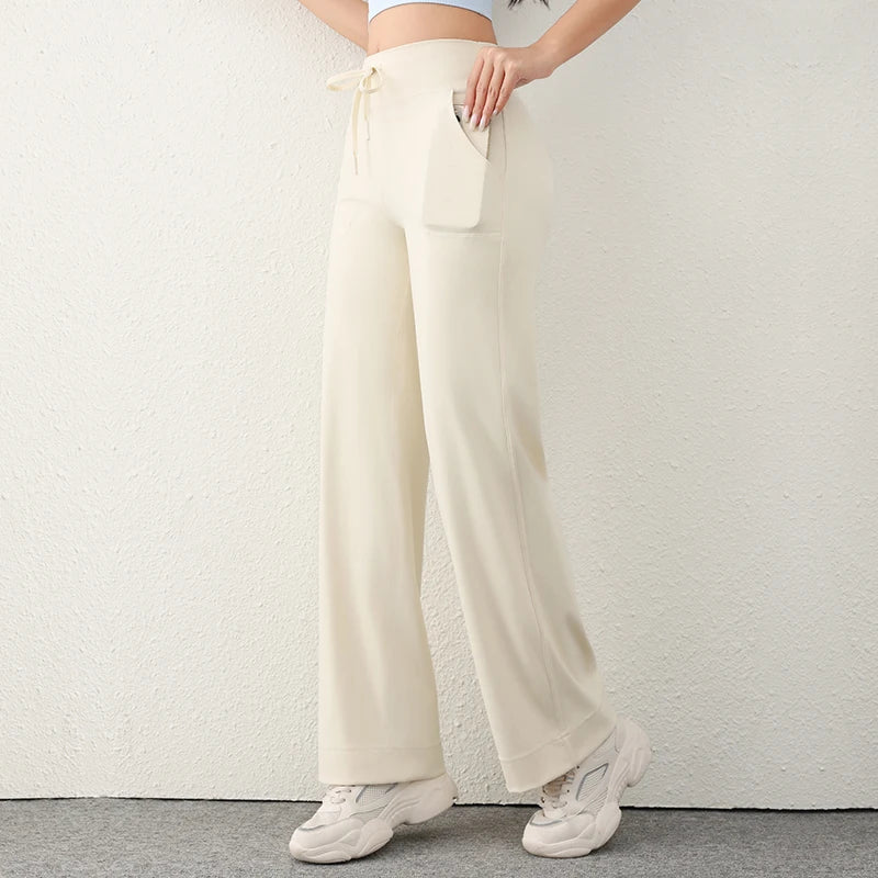 Women's Casual Loose Straight Running Sweatpants Wide Leg Drawstring Design With Side Pockets Leggings Yoga Pants The Clothing Company Sydney