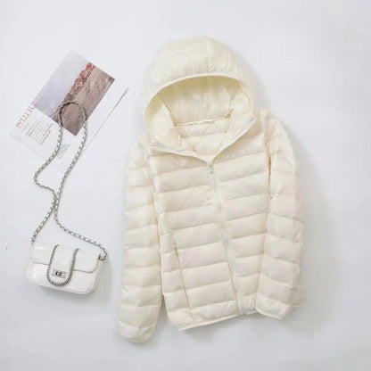 Women Puffer Jacket Plus Spring Autumn Female Ultra Lightweight Packable Hooded Down Coats - The Clothing Company Sydney