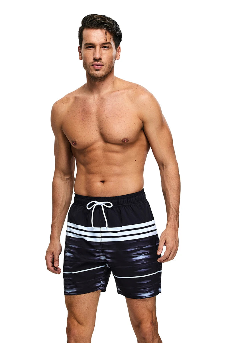 Polyester Swimming Shorts Men Gym Board Quickly Dry Elastic Waist Beach Pants Board Shorts - The Clothing Company Sydney
