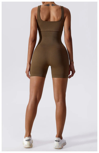 Women's Yoga Rompers One Piece Seamless Ribbed Jumpsuit Padded Sports Bra Romper Fashion Fitness Sportwear The Clothing Company Sydney