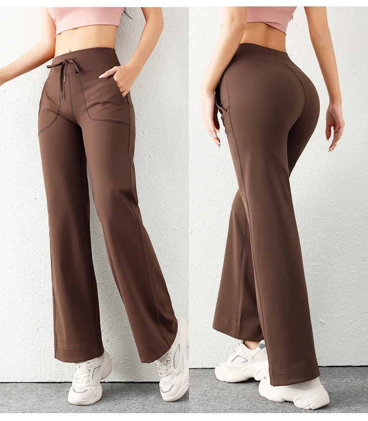 Women's Casual Loose Straight Running Sweatpants Wide Leg Drawstring Design With Side Pockets Leggings Yoga Pants The Clothing Company Sydney