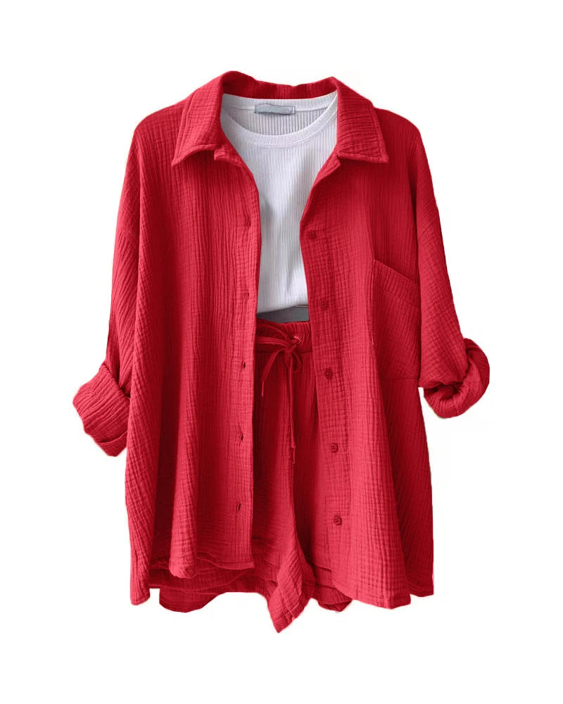 Summer Women's Suit Short Sets Outfits Suit Two Piece Button Up Matching Outfit Set - The Clothing Company Sydney