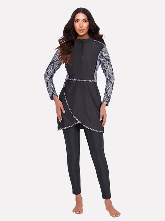 3 Piece Swimwear Women Full Length Patchwork Long Sleeves Sports Bathing Suit Quick Drying Swimsuit The Clothing Company Sydney