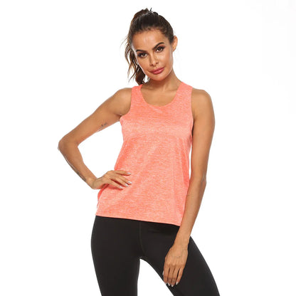 Women's Yoga Shirts Solid Sports Wear Fitness Gym Clothing Fit Top Workout Training Crop Tops Sleeveless Blouse T-shirts Quick Dry Top - The Clothing Company Sydney