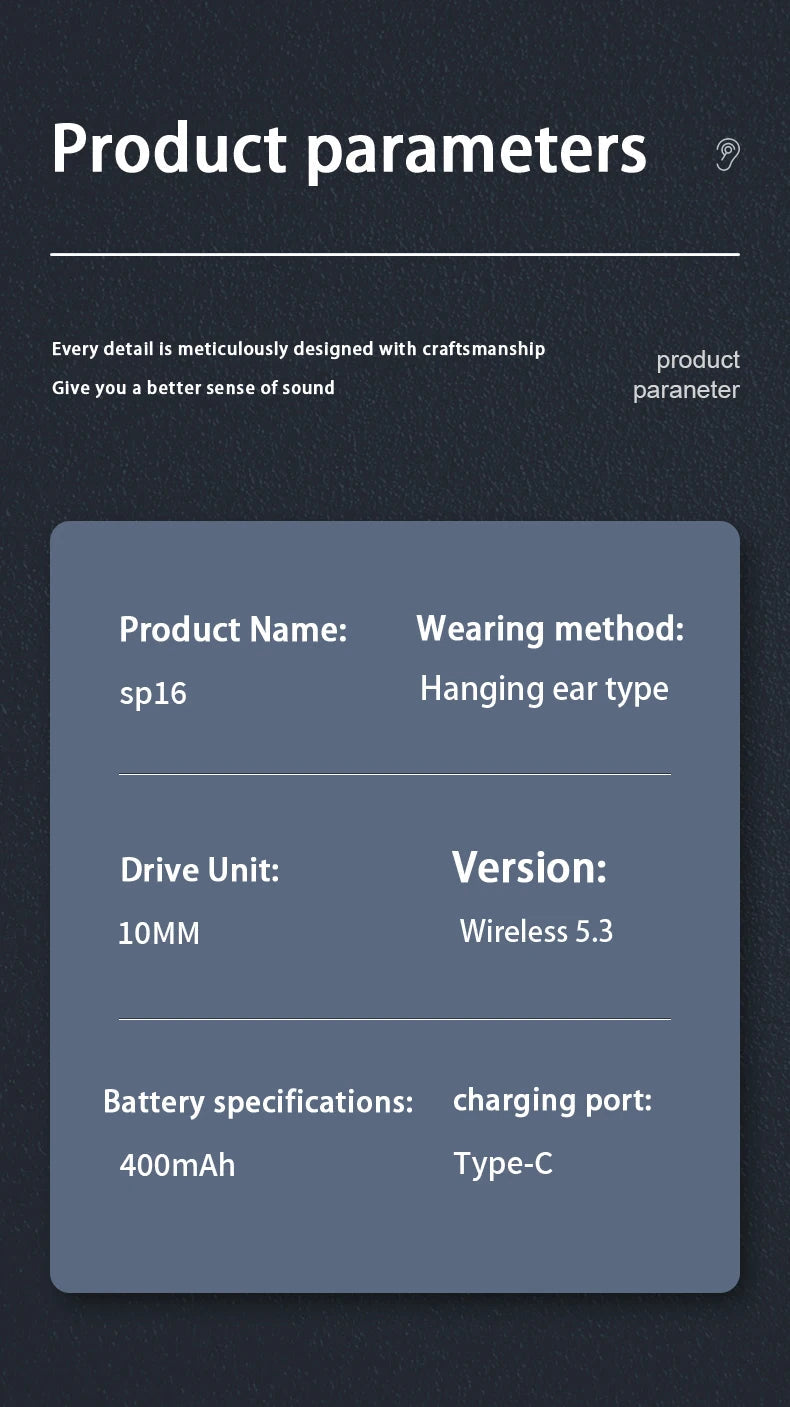 Original SP16 Wireless Earphones Ture Wireless Earbuds Ear hook Sports HiFI Stereo Waterproof Headset With Mic TWS Headphone The Clothing Company Sydney