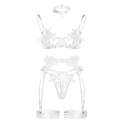 Lingerie Open Bra See Through Fancy Underwear Luxury Lace Outfits Intimate Lingerie Set - The Clothing Company Sydney