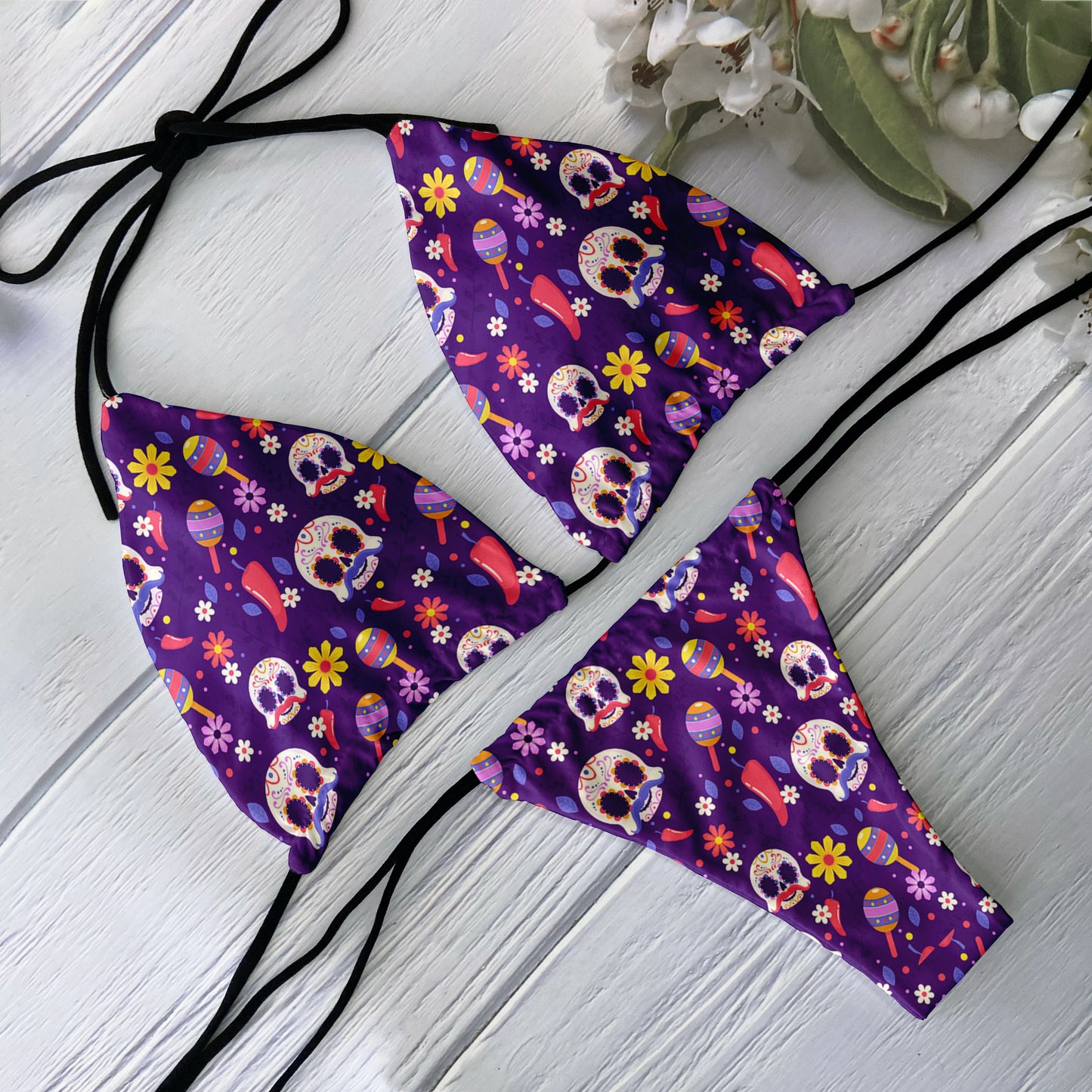 2 Piece Bikini Set Women Backless Low Waist Skull Pattern Printed Swimsuit Beach Surfing Vacation Swimwear - The Clothing Company Sydney