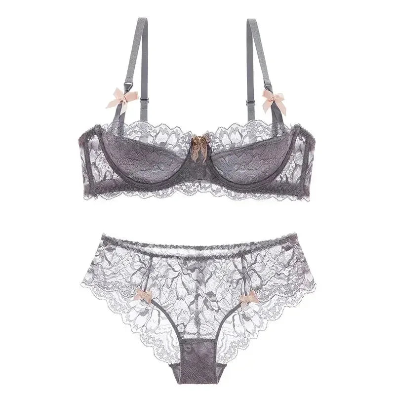 2 Piece Pull-up Bra with Bow Breathable Lace Bra Anti-slip Cup Date Night Set The Clothing Company Sydney