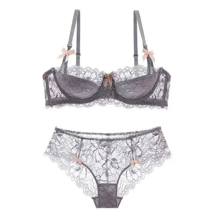 2 Piece Pull-up Bra with Bow Breathable Lace Bra Anti-slip Cup Date Night Set The Clothing Company Sydney