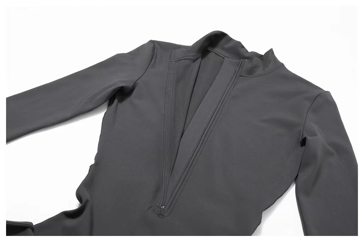 Women's One-piece Yoga Pants Short/Long-sleeved Warm ski Overalls Outerwear High Elastic Cycling Bodybuilding Bodysuit - The Clothing Company Sydney