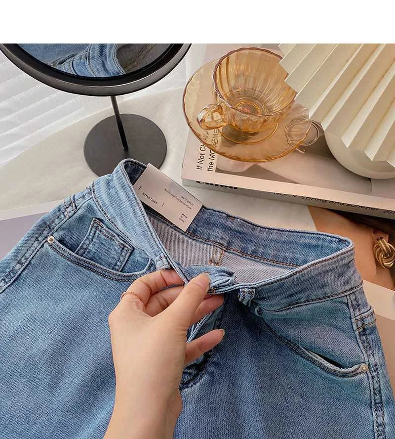 High Waist Plus-size Women Jeans Student Casual Versatile Trendy A- line Hot Pants Cotton Jeans Shorts The Clothing Company Sydney