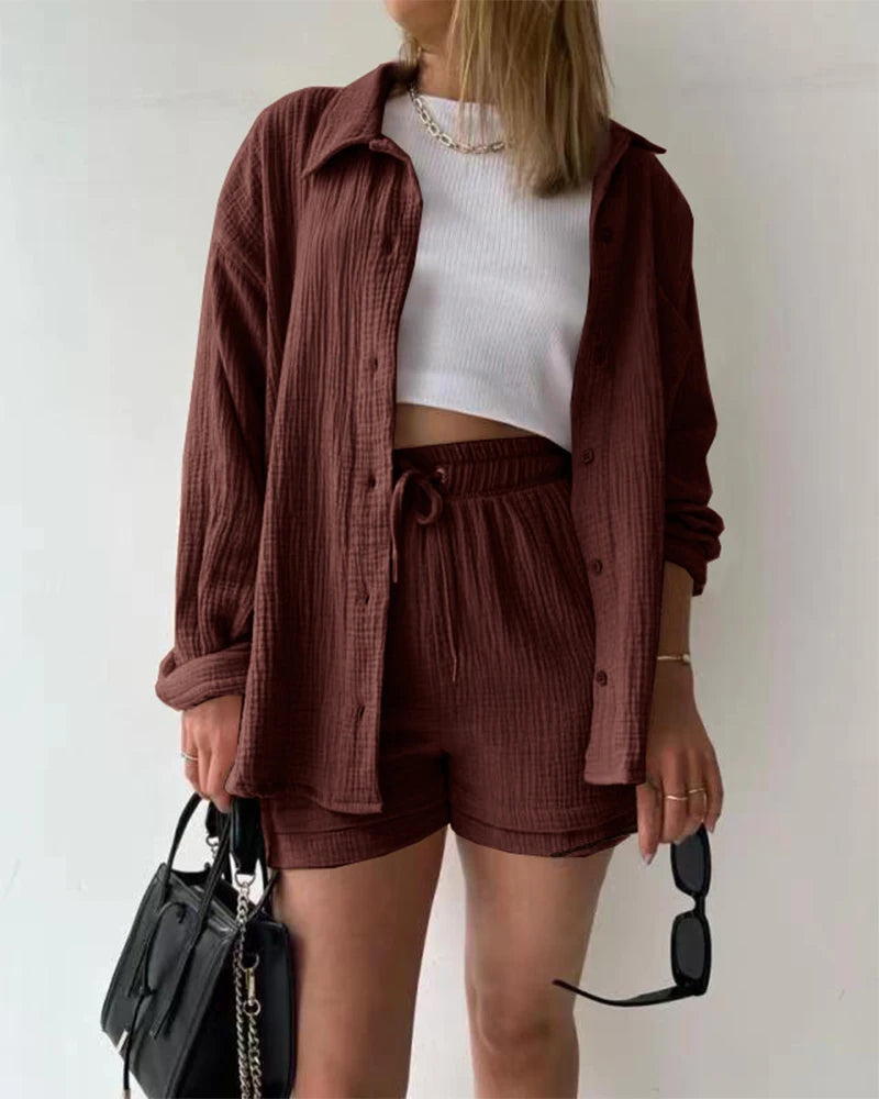 Summer Women's Suit Short Sets Outfits Suit Two Piece Button Up Matching Outfit Set - The Clothing Company Sydney
