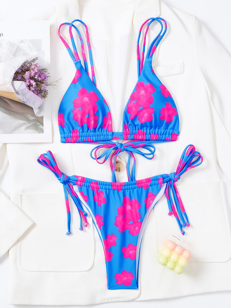 2 Piece Lace Up Bikini Swimsuit Swimwear Brazilian Bikinis Set Micro Women's Bathing Suits Swimming for Beach Wear The Clothing Company Sydney