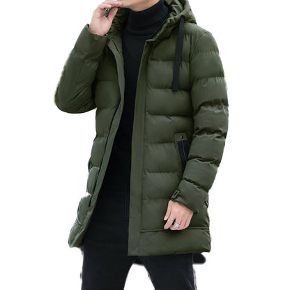 Men's Winter Warm Long Outwear Hooded Thicken Mid-length Hooded Warm Coat Puffer Jacket Fashion Parka Overcoat - The Clothing Company Sydney