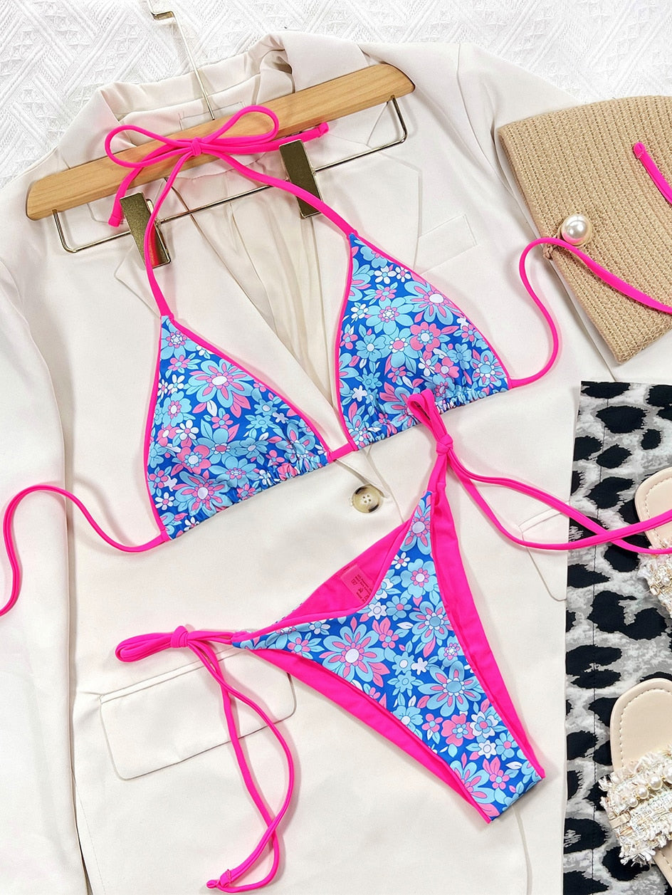 2 Piece Leopard Micro Bikini Swimsuit Swimwear Thong Bikinis Sets Brazilian Halter Beach Wear Bathing Suits The Clothing Company Sydney