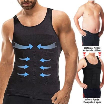 Men's Body Shaper Vest Shirt Abs Gym Workout Compression Tank Top Sleeveless Shapewear - The Clothing Company Sydney