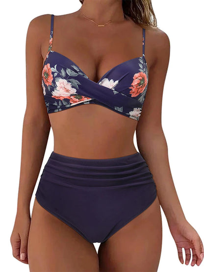 Cross Frill Bikinis Women Swimwear Print High Waist Swimsuit Beachwear Bathers Bathing Swimming Swim Suit The Clothing Company Sydney