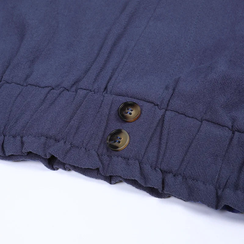 Women's Cotton Linen Loose Wide Leg Pants Summer Female High Elastic Waist Button Casual Streetwear Trousers The Clothing Company Sydney