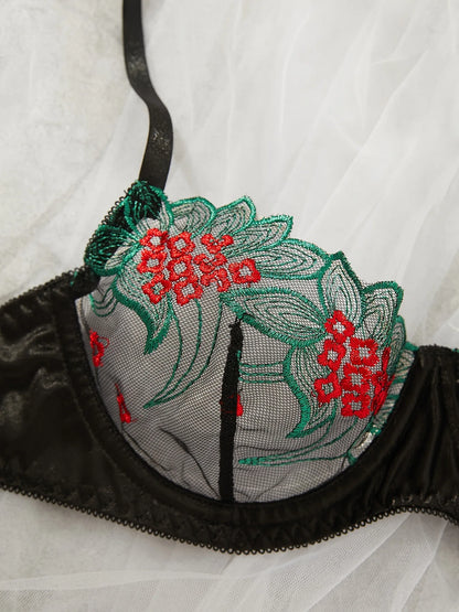 2 Piece Fancy Lingerie Floral Lace Bra Set Bilizna Luxury Well-Looking Underwear Fairy Fine Lace Exotic Set - The Clothing Company Sydney