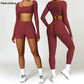2 Piece Long Sleeve Gym Set Women Yoga Clothes Quick-Drying Sportswear Running Leggings Workout Sports Crop Top Shorts