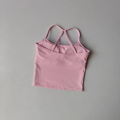 2 Piece Yoga Gym Set Halter Top Set Yoga High Waist Shorts Backless Tights Bra Vest Seamless Stretch Ribbed Shorts Set - The Clothing Company Sydney