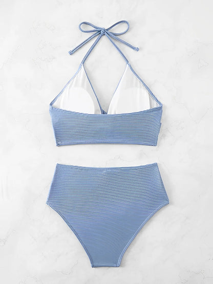 2 Piece High Waist Bikini Women Halter Swimwear Swimsuit Solid Bathers Swimming Bathing Swim Suit Summer Beachwear The Clothing Company Sydney