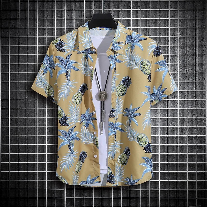 Men's Summer Short Sleeve Printed Shirt Thin Beach Shirt Men's Clothing Turtle Neck Polo  Shirt Casual Top - The Clothing Company Sydney