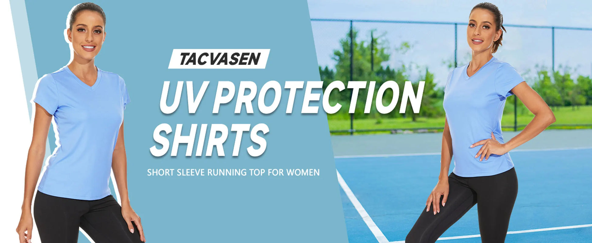 UPF 50+ Summer Short Sleeve V-Neck T-shirts Womens Sun Protection T-shirts Quick Dry Hiking Running Tee Shirts Tops - The Clothing Company Sydney