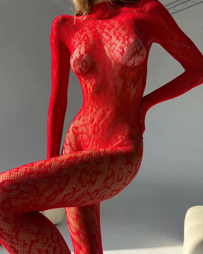 Backless Sheer Long Sleeve Jumpsuit Party Adult Doll One-Piece Cosplay Outfit Lingerie Set The Clothing Company Sydney