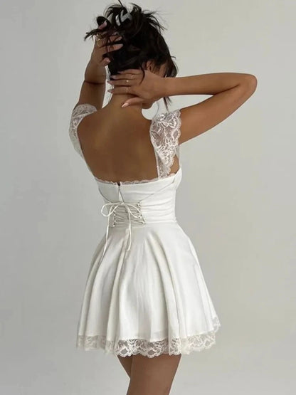 Women's Fashion Long Lace Dress Summer Elegant Strap Beach Party Dress Open Back Strap Sleeveless Dress The Clothing Company Sydney